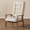Baxton Studio Roxy Walnut wood and Beige Upholstered Button-Tufted High-Back Chair 133-7141 - alternate 3